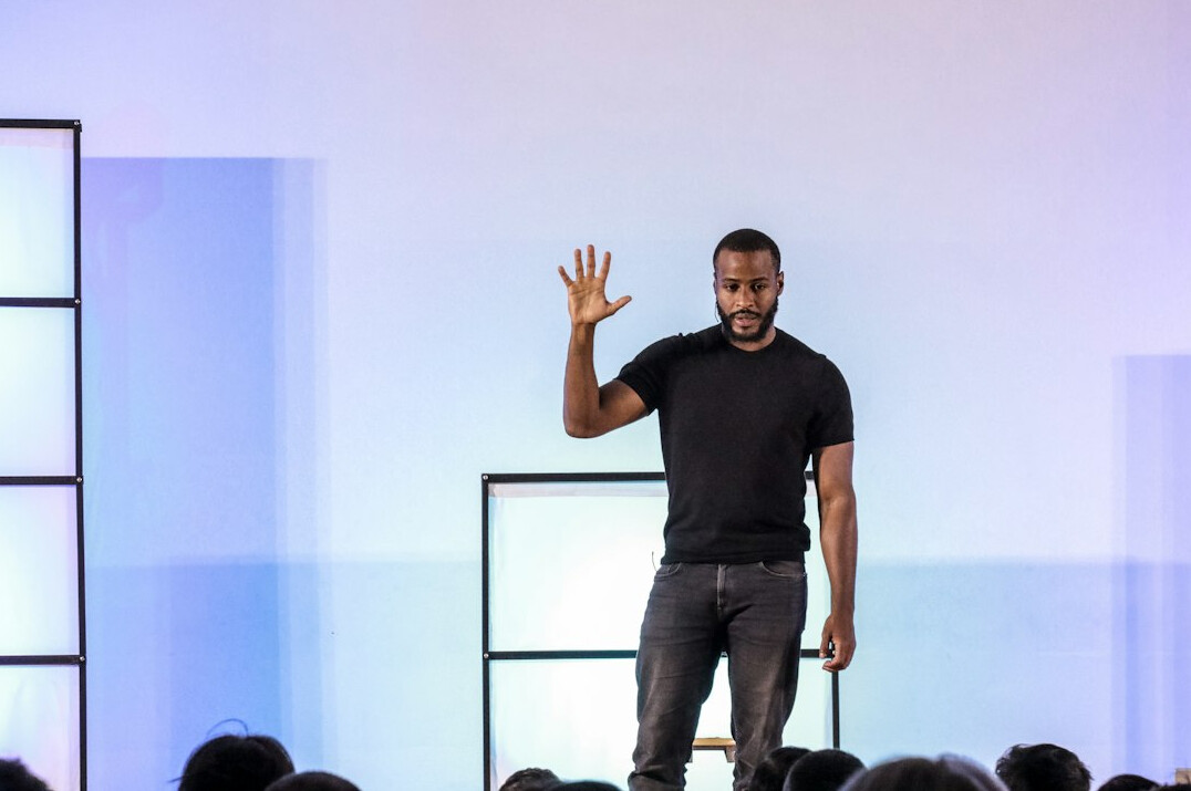 confident speaker presenting