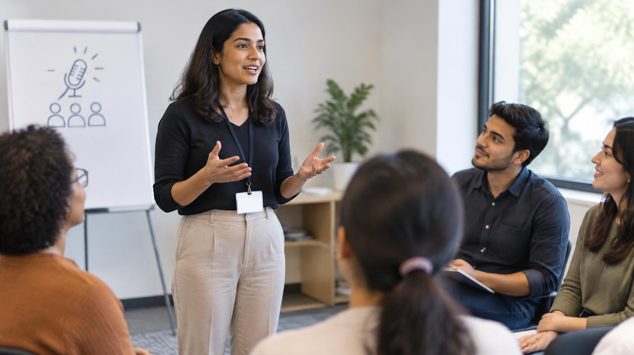 woman practicing speech