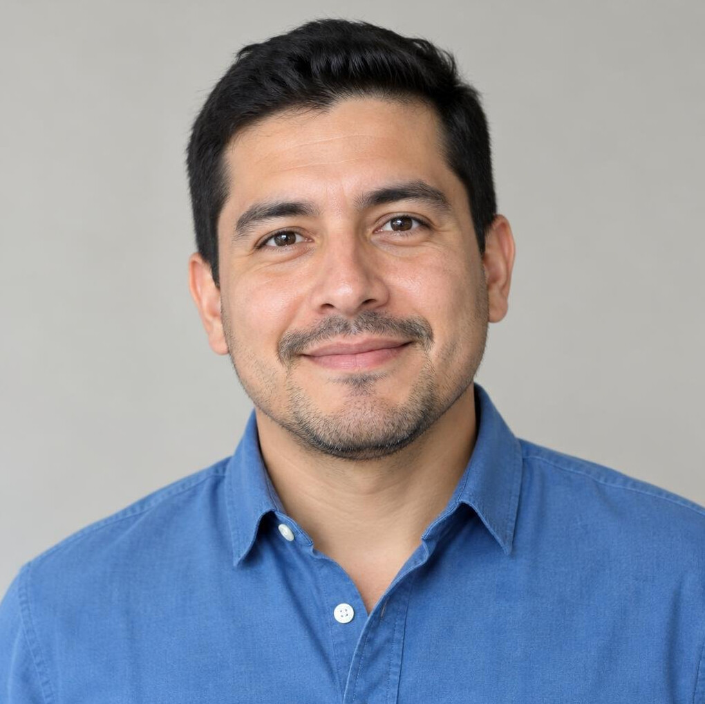 Portrait of a man in a blue shirt