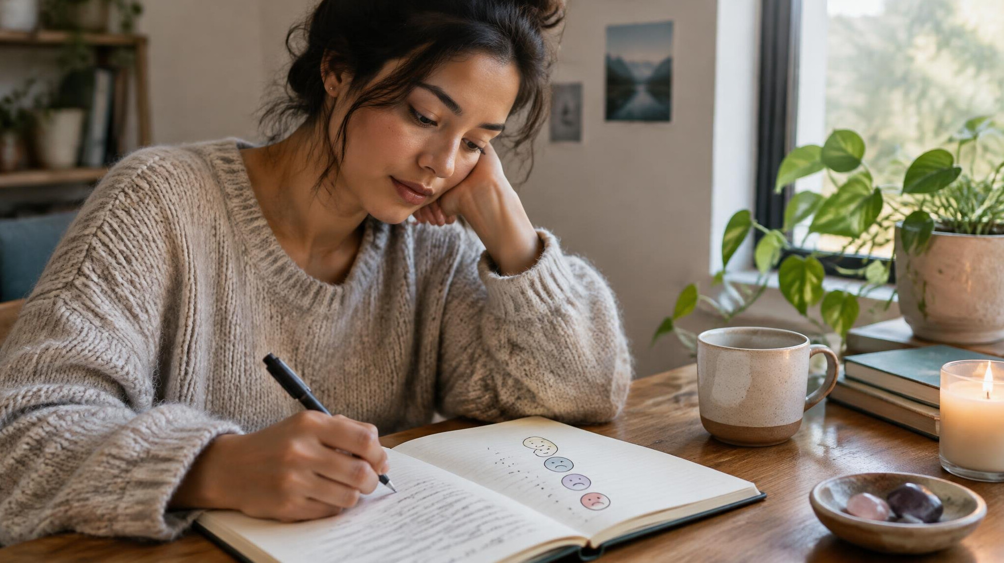 person journaling emotions